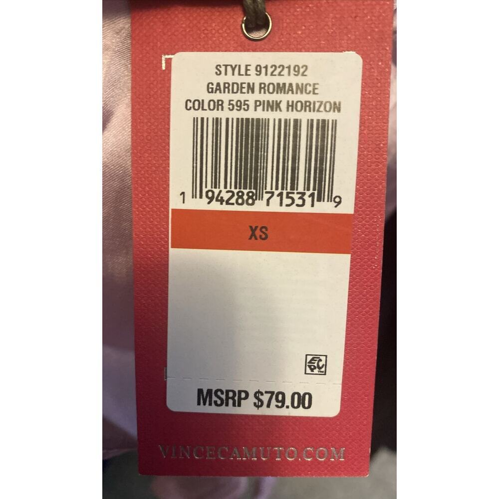 Vince Camuto Pink Light Weight Tie Front Blouse XS Long Sleeves V Neck - Picture 4 of 5